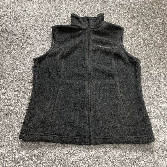 Columbia Fleece Vest Mens Large Gray Full Zip High Neck Pockets Outdoor Hiking - Picture 1 of 13